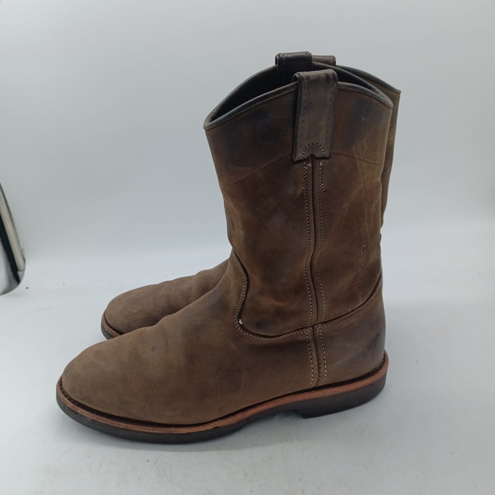 Chippewa Mens Brown Leather Pull On Work Boots 20075 USA Vibram Size 9D z1